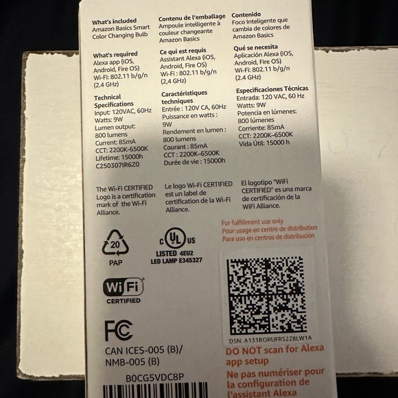 Amazon Basics Smart LED Light Bulb - Color Changing - Picture 5 of 5